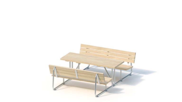 Picnic table with two backrests