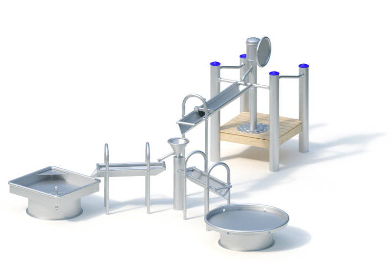 Water play area – play equipment from the Premium Playgrounds brochure by Kaiser und Kühne