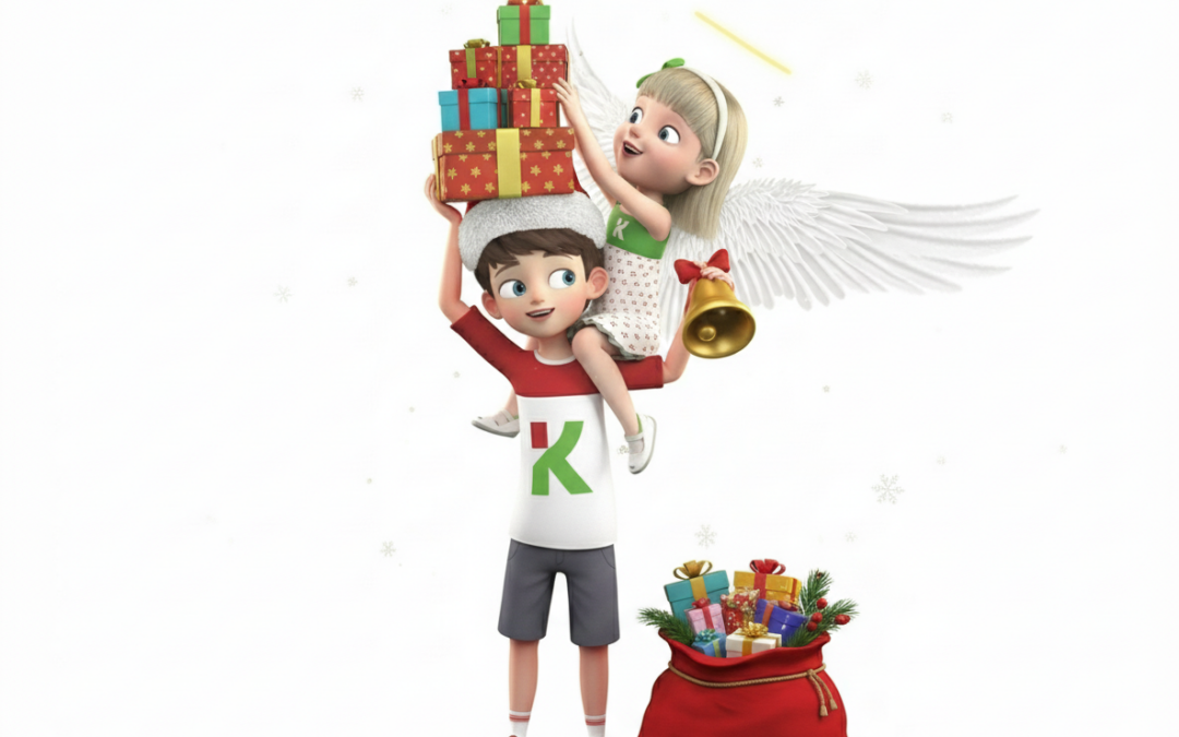 Karl & Krissi mit Weihnachtsgeschenken