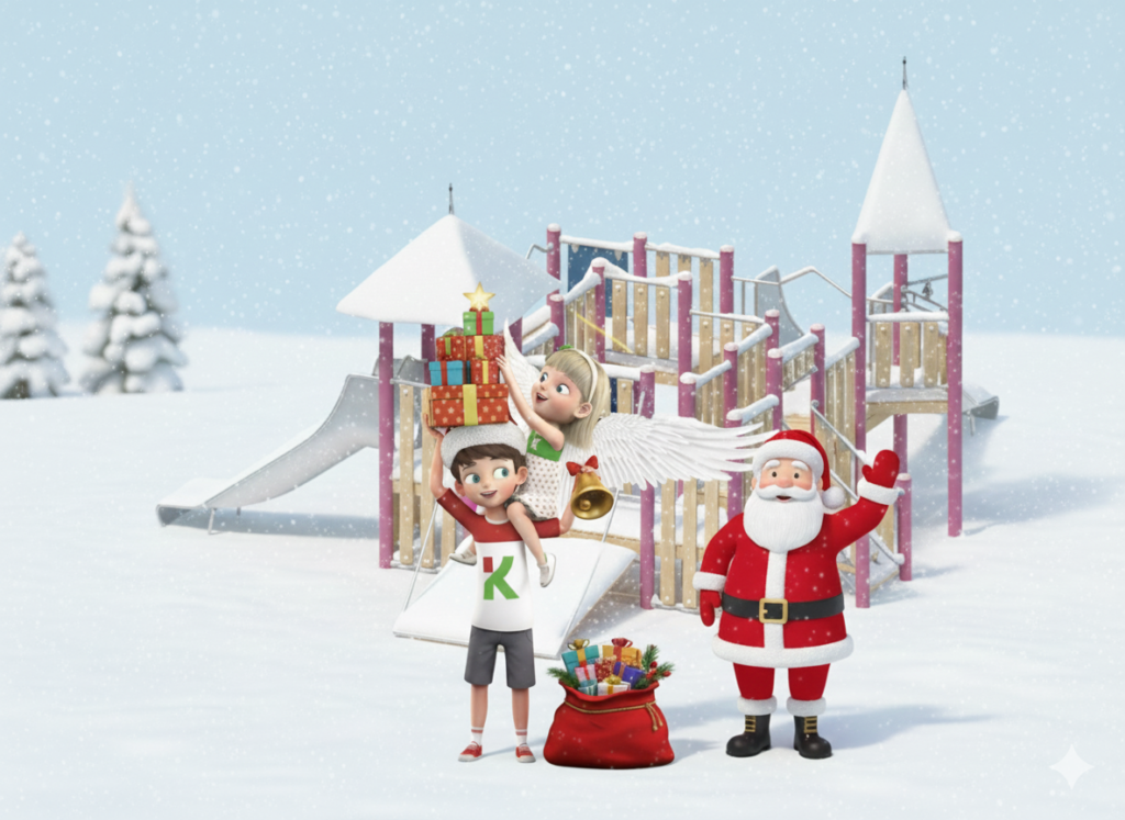 Karl & Krissi mit Weihnachtsman