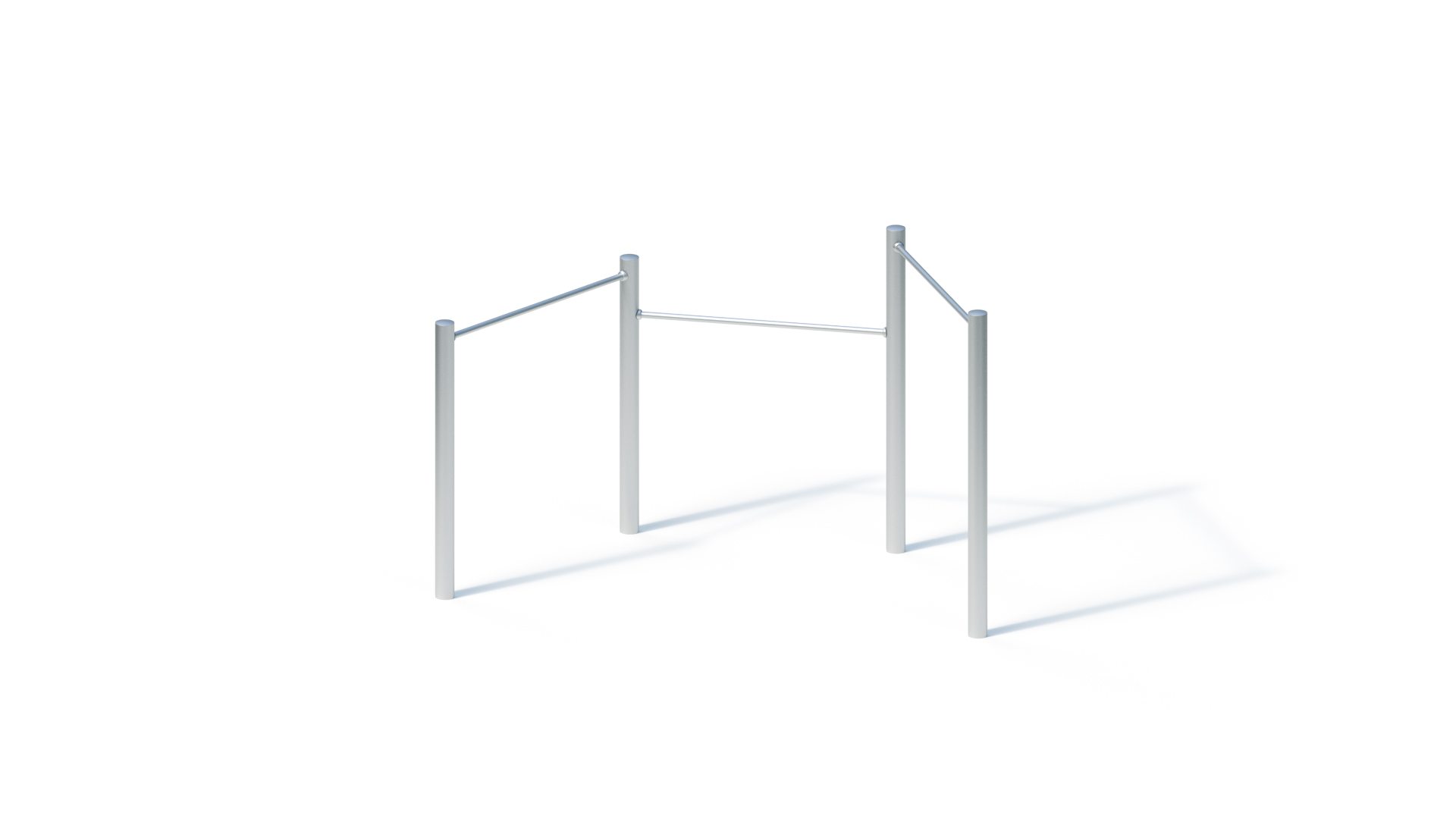 Triple chin-up bars, angled at 60°